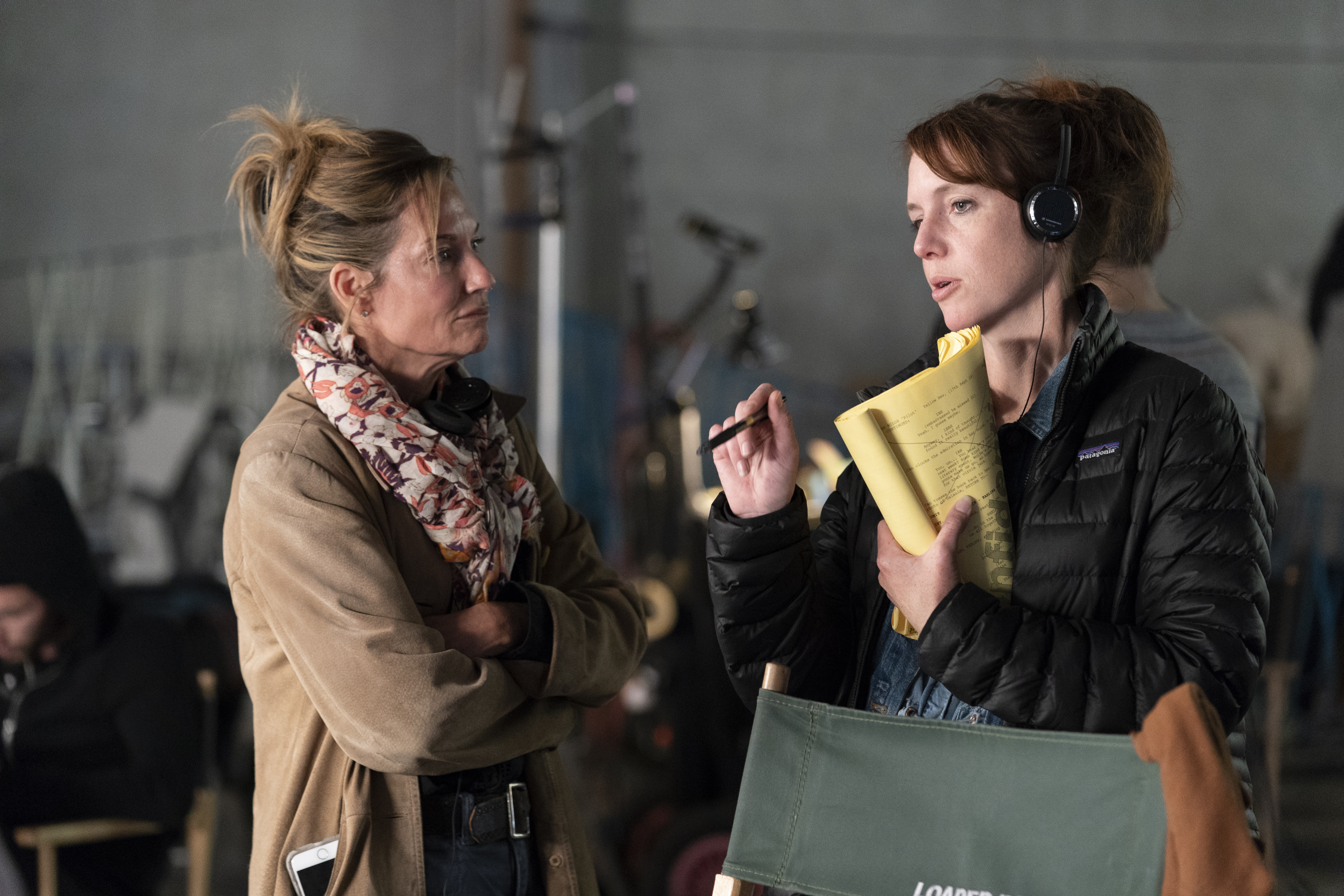 Executive producer Jamie Tarses (left) with creator and executive producer Sarah Streicher, on set in Auckland.