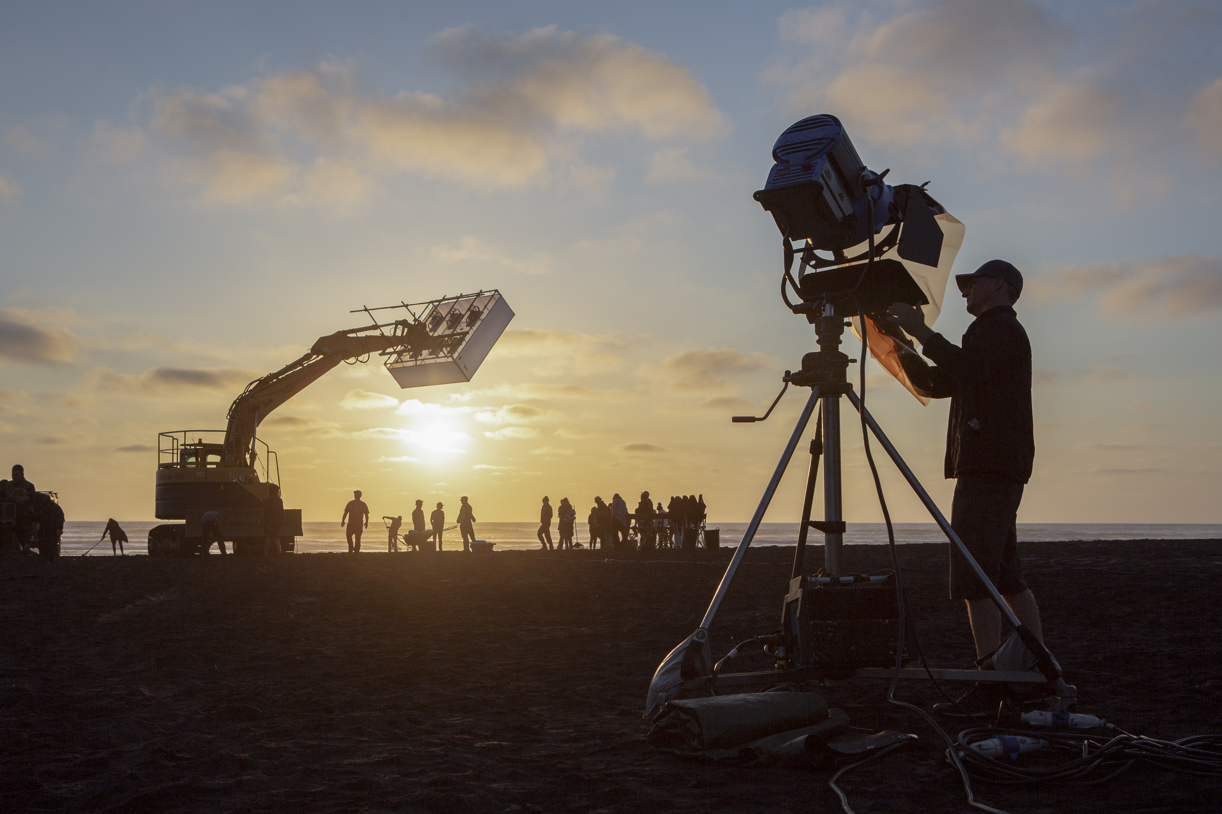 The Wilds crew on location at Muriwai Beach, Auckland.