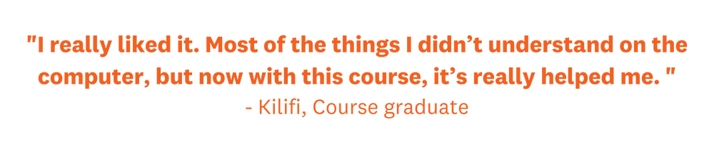 Quote from Kilifi, course graduate