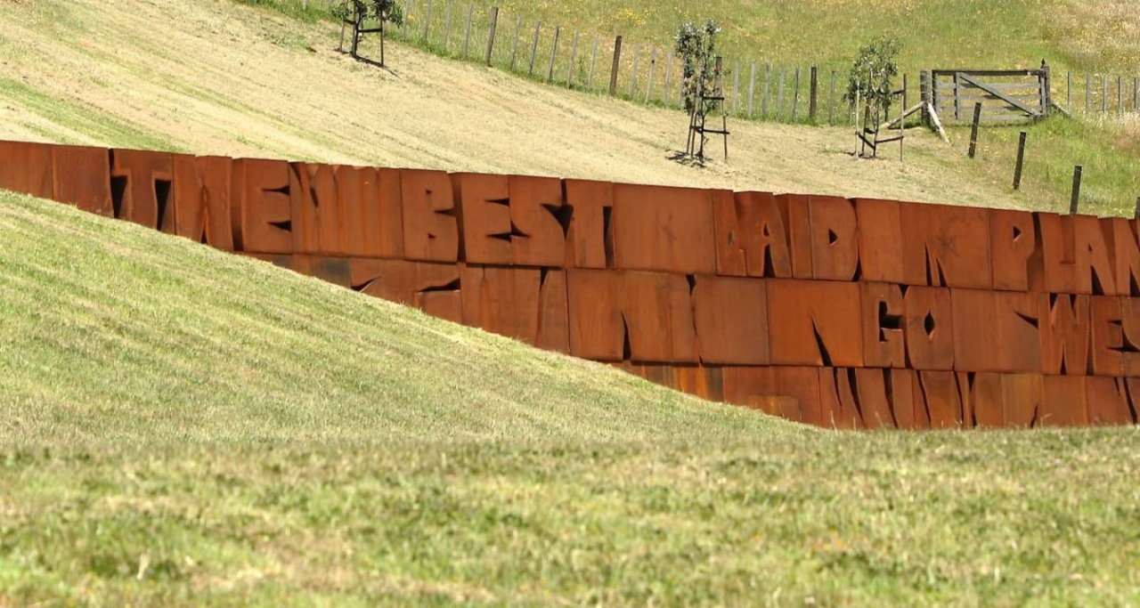 Sculpture set into the landscape at Connells Bay Sculpture Park