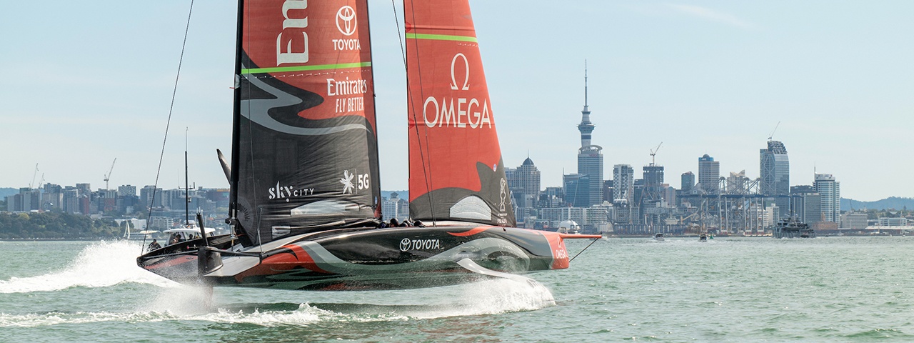Emirates Team New Zealand sailing on the Waitemata Harbour