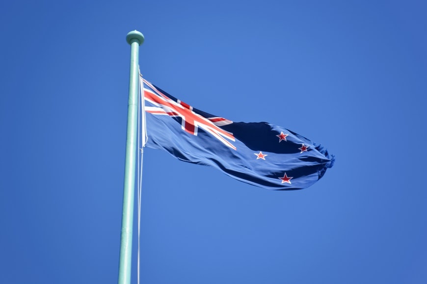 New Zealand flag in the wind