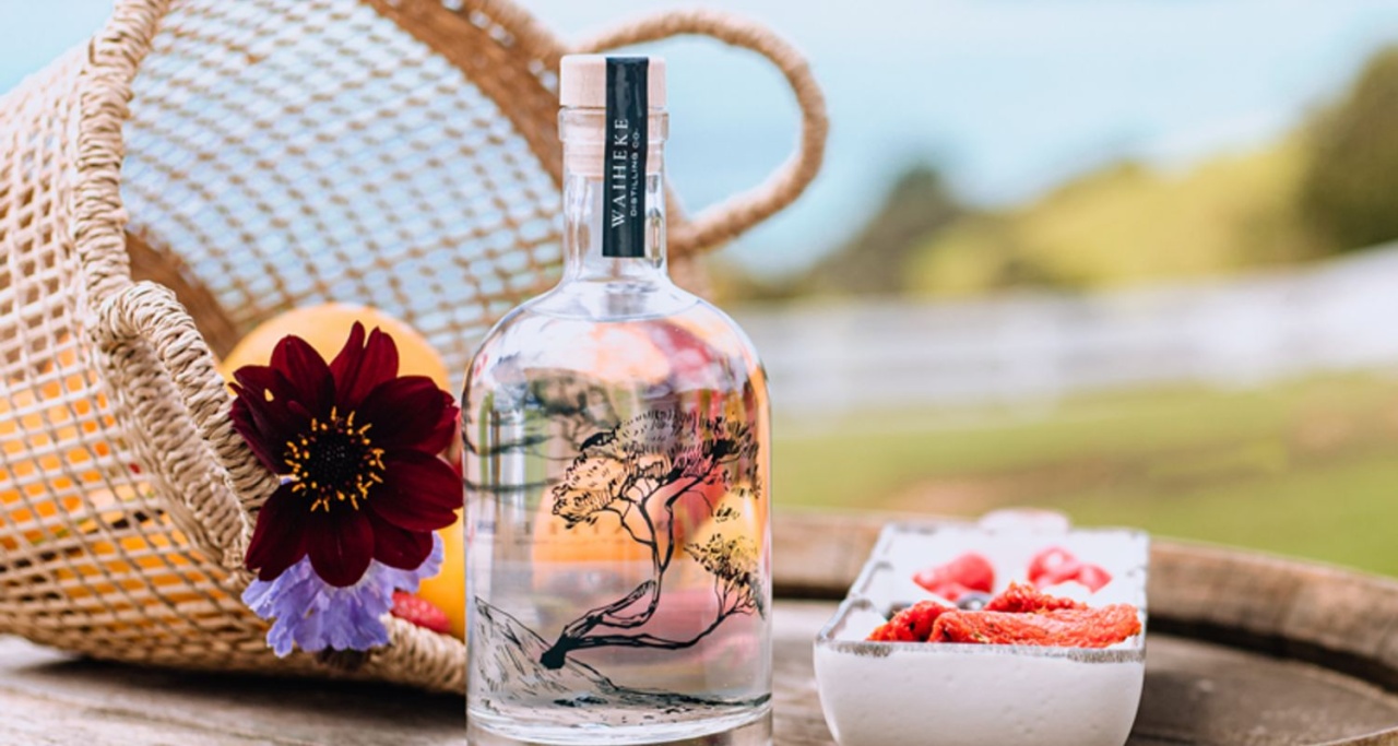 Bottle of boutique gin and tasting platter at Waiheke Distilling Co