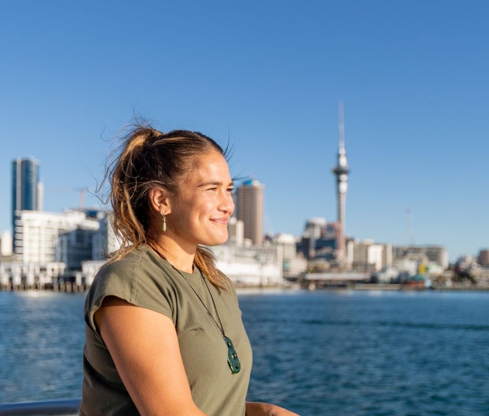 Tech Auckland - People - Woman enjoys the view of Auckland city