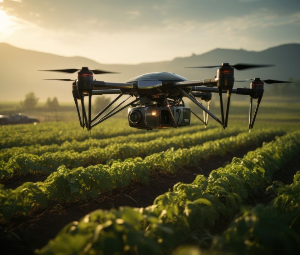 Tech Auckland - Culture - Drone flying over crops in New Zealand