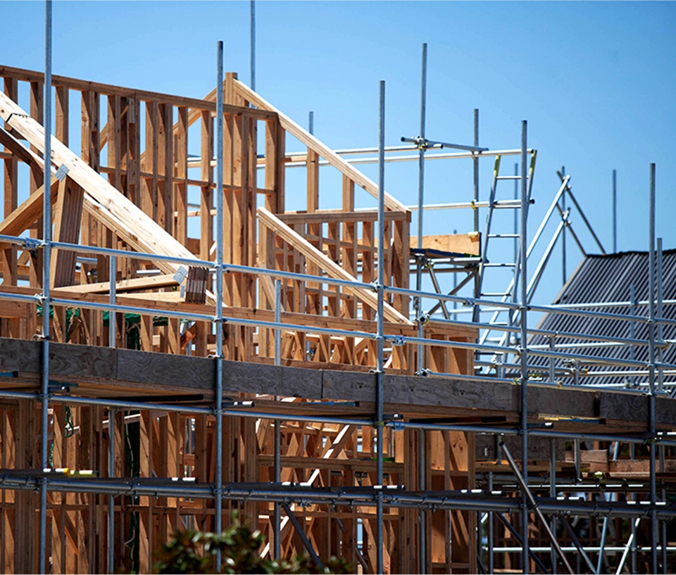 Frame of a house being built