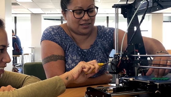 Two ladies using the makerspace at Te Haa o Manukau