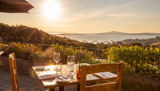 Table outside on Mudbrick's rooftop bar
